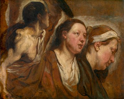 Kaksi naisen päätä ja soturin vartalo tekijältä Jacob Jordaens