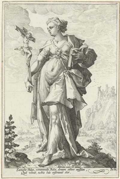 Usko (Fides) Hyveet (sarjan nimi) tekijältä Jacob Matham (attributed to)