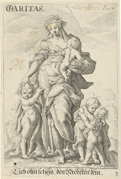 Liefde (hyväntekeväisyys) Hyväntekeväisyys (nimi esineessä) tekijältä Jacob Matham (attributed to)