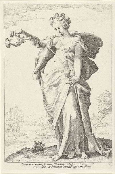 Matigheid (raittius) De Deugden (sarjan nimi) tekijältä Jacob Matham (attributed to)