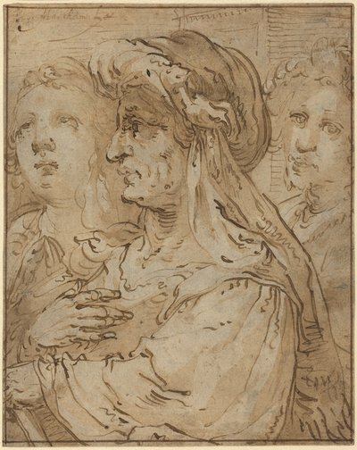 Allegory of Age (kynä ja ruskea muste ruskealla tussilla, ruskea pesu liimapaperille) tekijältä Jacob Matham