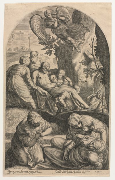 Kristuksen opetuslapset, jotka kantavat hänen ruumiinsa haudalle, 1594. tekijältä Jacob Matham