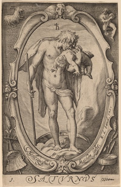 Saturnus tekijältä Jacob Matham after Hendrik Goltzius