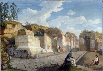 Englanniksi:  Herculaneumin portti Pompeijissa. tekijältä Jacob Philipp Hackert