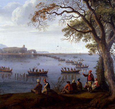 Ferdinand IV metsästää nokkoja Fusarojärvellä, kirjoittanut Jacob Philipp Hackert (1737-1807), Yksityiskohta tekijältä Jacob Philippe Hackert