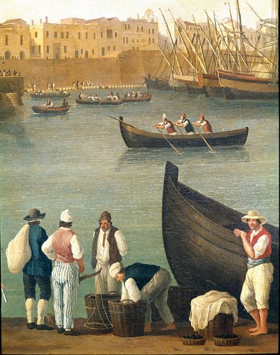 Sinisimpukkakalastajat Monopolista, Pugliasta, Italiasta (Simpukkakalastajat Monopolissa) Jacob Philipp Hackertin maalaus dit Hackert d
