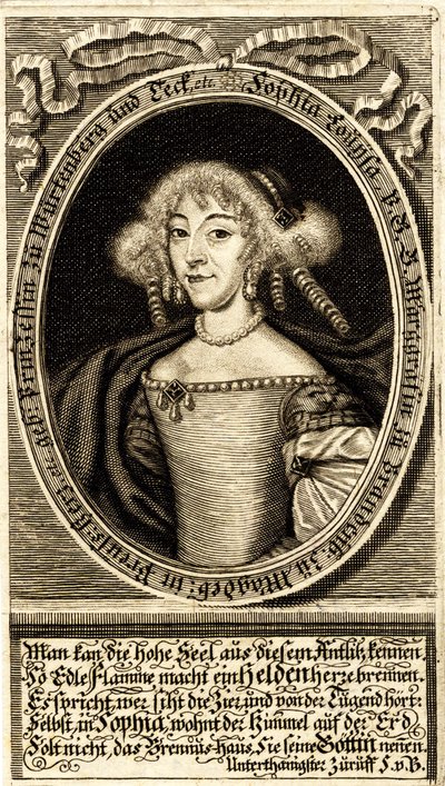 Sophie Louisen muotokuva Württemberg-Stuttgartista 1642-1702, Margraviine of..., 1672. tekijältä Jacob Sandrart von