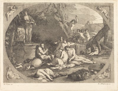 bakkanaalit tekijältä Jacob Wilhelm Mechau after Giulio Carpioni