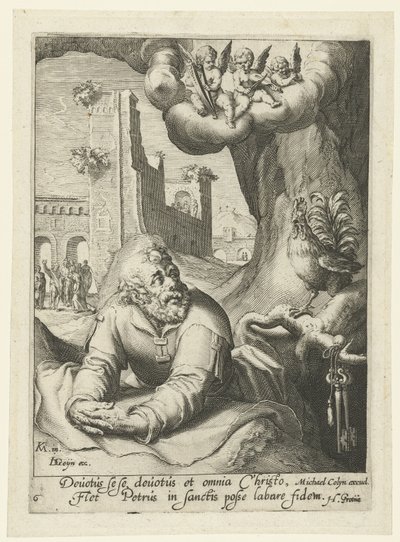 Pietari katuvana syntisenä Kahdeksan katuvaa syntistä Vanhasta ja Uudesta testamentista (sarjan nimi) tekijältä Jacob de Gheyn (II) (workshop of)