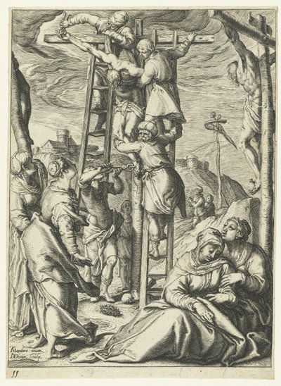 Laskeutuminen ristiltä Kristuksen kärsimys (sarjan nimi) tekijältä Jacob de Gheyn (II)