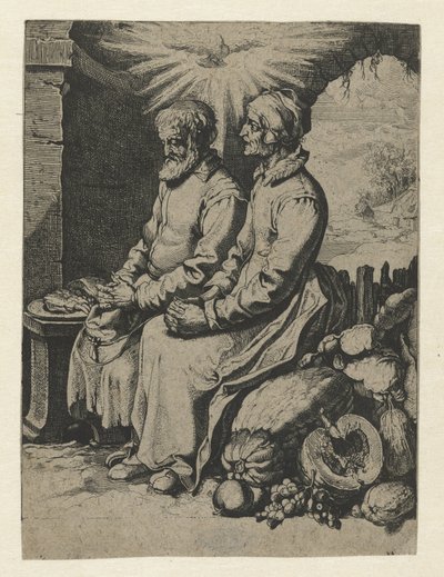 Vanha pariskunta rukoilee mielenrauhaa paer tekijältä Jacob de Gheyn (III) (attributed to)