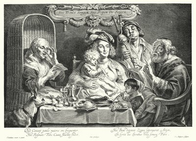 Perhekonsertti (kaiverrus) tekijältä Jacob the Elder (after) Jordaens