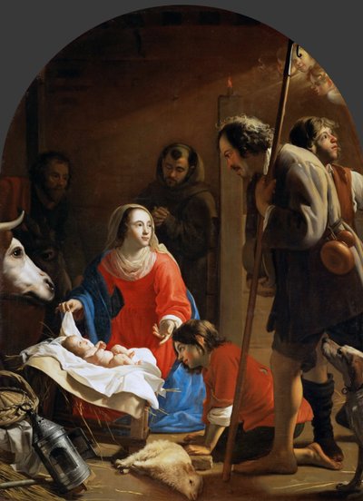 Paimenten palvonta Pyhän Franciscus Assisilaisen kanssa - Jacob (Jacques) van Oost, vanhempi (1601-1671). Öljy kankaalle, c. 1645. Mitat : 258x189 cm. Taidehistoriallinen museo, Vienne tekijältä Jacob van Oost