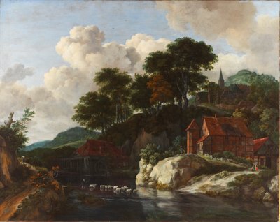 Kumpuileva maisema ja vesimylly tekijältä Jacob van Ruisdael