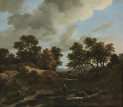 Metsäinen ja mäkinen maisema tekijältä Jacob van Ruisdael