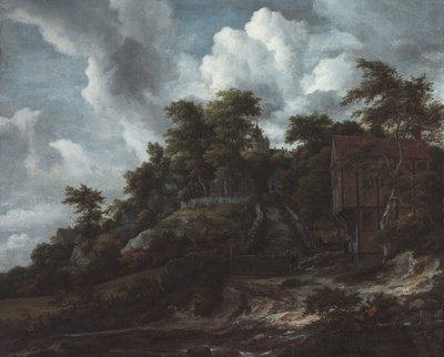 Metsäinen rinne, josta on näkymä Bentheimin linnalle tekijältä Jacob van Ruisdael