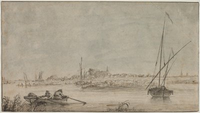 Näkymä Dordrechtiin joelta, 1775-1815. tekijältä Jacob van Strij