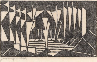 Koostumus (purjehdus järvellä) tekijältä Jacoba van Heemskerck (signed by artist)