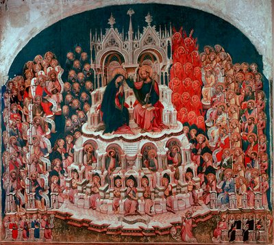 Jacobello del Fioren (1370-1439) Neitsyt paratiisissa -maalaus puulle. 1400-luvun Accademia Venice -galleria tekijältä Jacobello del Fiore