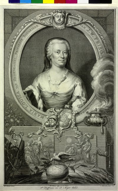 Hessenin kreivitär Kassel Mary Louisa (tulosta) tekijältä Jacobus (after) Houbraken