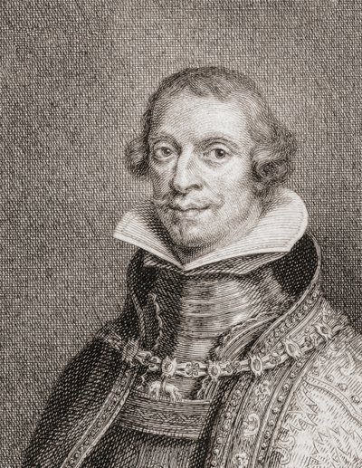 Espanjan kuningas Philip IV, Felipe IV, muotokuva (kaiverrus) tekijältä Jacobus Houbraken