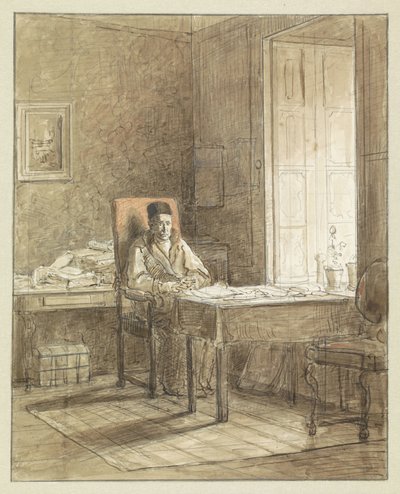 Portrait of Gerrit Lamberts istuu nojatuolissa Print Roomissa tekijältä Jacobus Ludovicus Cornet
