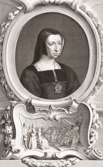 Louise Savoysta (1476-1531) ranskalainen aatelis ja valtionhoitaja, Auvergnen ja Bourbonin herttuatar, Nemoursin herttuatar ja kuningas Francis I:n äiti (kaiverrus) tekijältä Jacobus and Vertue George Houbraken