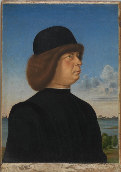 Muotokuva Alvise Contarinista(); (kääntöpuolella) Sidottu sepeli. tekijältä Jacometto Veneziano