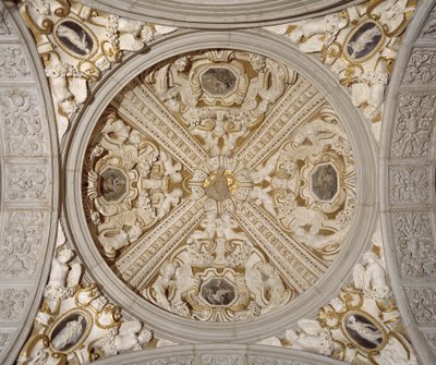 Yksityiskohta katosta Sansovino-galleriassa, Venetsiassa, n. 1537 (kivi) tekijältä Jacopo (1486 1570) Sansovino