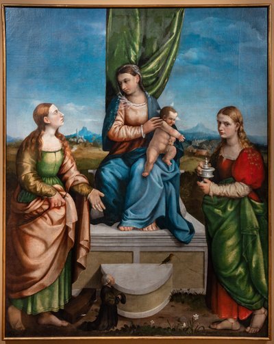 Istui Madonna Jeesuksen kanssa pyhien Katariinan ja Maria Magdaleenan välillä, 1500-luvun kolmas vuosikymmen (öljy kankaalle) tekijältä Jacopo (1510-92) Bassano