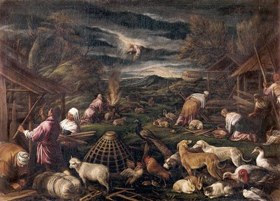 Ei tulvan jälkeen. Jacopo da Ponten maalaus, nimeltään Jacopo Bassano (1515-1592) tekijältä Jacopo Bassano