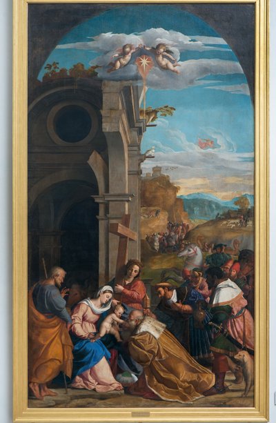 Maagien palvonta Pyhän Helenan läsnäollessa tekijältä Jacopo (c.1480 1528) Palma