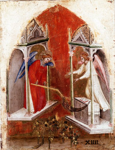 Apocalypsen polyptyykki: vasen sisäpaneeli. Sadonkorjuu. Detrempe puulla, Jacobello Alberegno (1367-1397 noin) 1360-1390. Gallerie dell