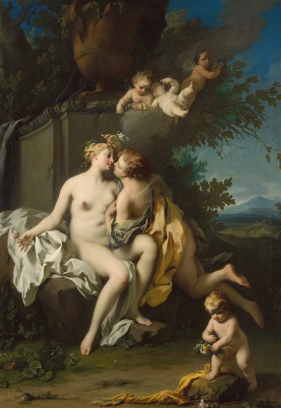 Flora and Zephyr, n. 1730 (öljy kankaalle) tekijältä Jacopo Amigoni