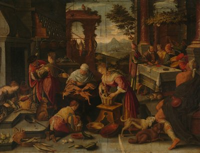 Lasarus ja rikas mies tekijältä Jacopo Bassano (copy after)