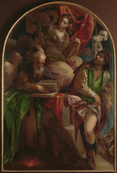 St. Justina Padovalainen valtaistuimella Pyhän Sebastianin, St. Anthony Abbotin ja St. Rochin kanssa, n. 1557–1560 tekijältä Jacopo Bassano