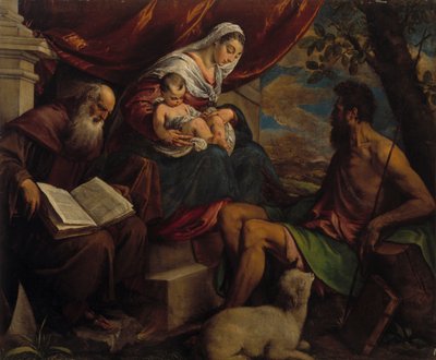 Neitsyt ja lapsi Johannes Kastajan ja Pyhän Antonius apottin kanssa, 1560-luku. tekijältä Jacopo Bassano il vecchio
