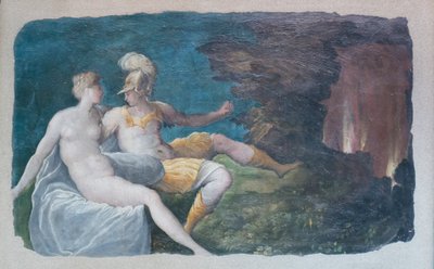 Venus ja Mars, n.1566-68 (öljy kipsille, siirretty kankaalle). tekijältä Jacopo Ianguidi (1544-c.1573) Bertoia