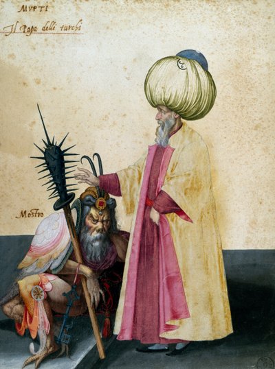 Mufti ja hirviö, piirustus Jacopo Ligozzi (1547-1627) tekijältä Jacopo Ligozzi