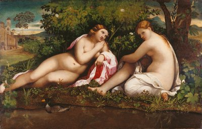 Kaksi nymfiä lepotilassa Jupiter ja Callisto, n. 1520. tekijältä Jacopo Palma il Vecchio the Elder