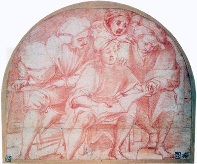 Neljä hovimiestä, c1514-1557 tekijältä Jacopo Pontormo