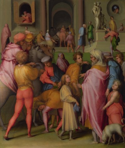 Joosef myi Potifarille Joosefin tarinan kohtauksista, noin 1515 tekijältä Jacopo Pontormo
