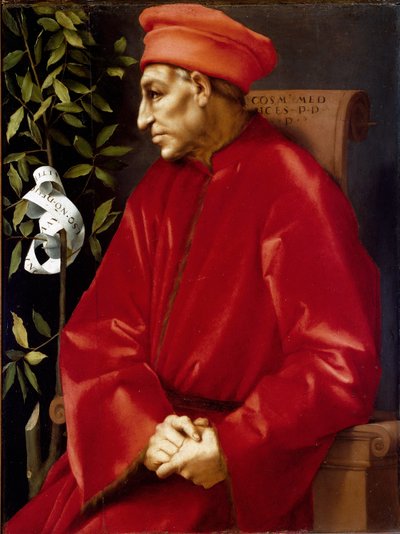 Cosimon muotokuva (Cosimo de Medici), dit Cosimo vanha Medici (1389-1464) Jacopon (Iacopo) maalaus Carrucci dit il Pontormo (Pontormo) (1494-1556) 1518-1519 su. 86x65 cm Firenzen galleria (Uffin toimisto) ) © Luisa Ricciarini / Leemage tekijältä Jacopo Pontormo