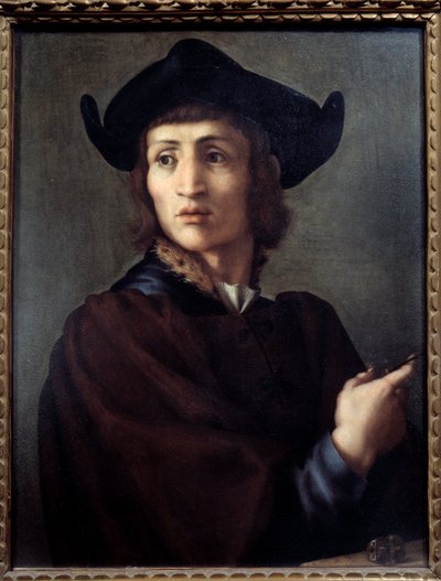 Jalokivikauppiaan muotokuva. Jacopon (Iacopo) maalaus Carrucci dit il Pontormo (Pontormo) (1494-1556) tekijältä Jacopo Pontormo