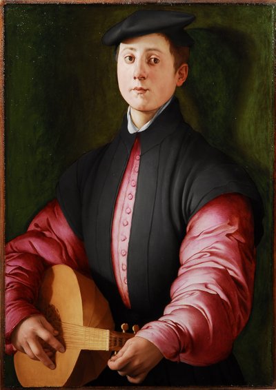 Luutun soittimen muotokuva, c. 1528-1529 (öljy puulle) tekijältä Jacopo Pontormo