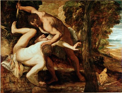 Kainin tappava Abelin maalaus, kirjoittanut Jacopo Robusti dit il Tintoretto (Tintoret) (1518-1594) 1550-1553 su. 149x196 cm Gallery of the Accademia, Venetsia tekijältä Jacopo Robusti Tintoretto