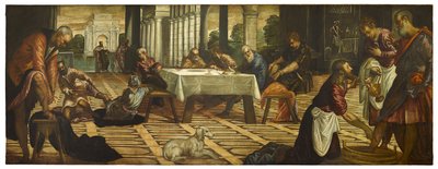 Kristus pesee opetuslastensa jalkoja, n. 1545-55 tekijältä Jacopo Robusti Tintoretto
