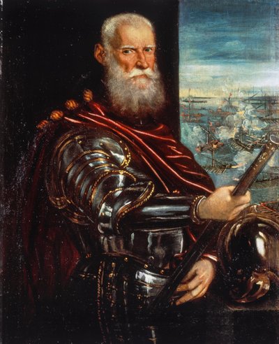 Doge Sebastiano Venier (n. 1496-1578), amiraalivoittaja Lepantossa tekijältä Jacopo Robusti Tintoretto