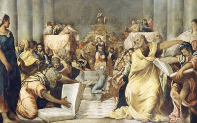 Jeesus Jerusalemin temppelin lääkäreiden joukossa tekijältä Jacopo Robusti Tintoretto