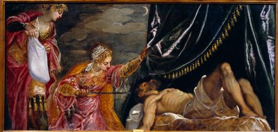 Judith ja Holofernesin Jacopo Robustin maalaus Tintoret (Il Tintoretto) (1518-1594) 1500-luvun aurinko. 0,58 x 1,19 m Madrid, Musee du Prado tekijältä Jacopo Robusti Tintoretto